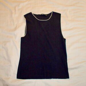 Anne Klein Sleeveless Navy Tank with Cream Trim